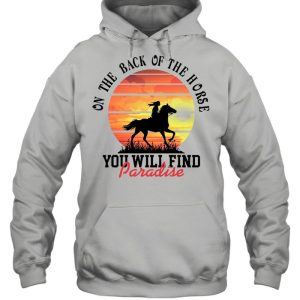 On the back of the Horse you will find paradise sunset shirt 5