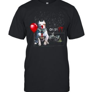 Pit Bull Dog Clown Oh It Rain Balloon Funny Halloween T Shirt 1