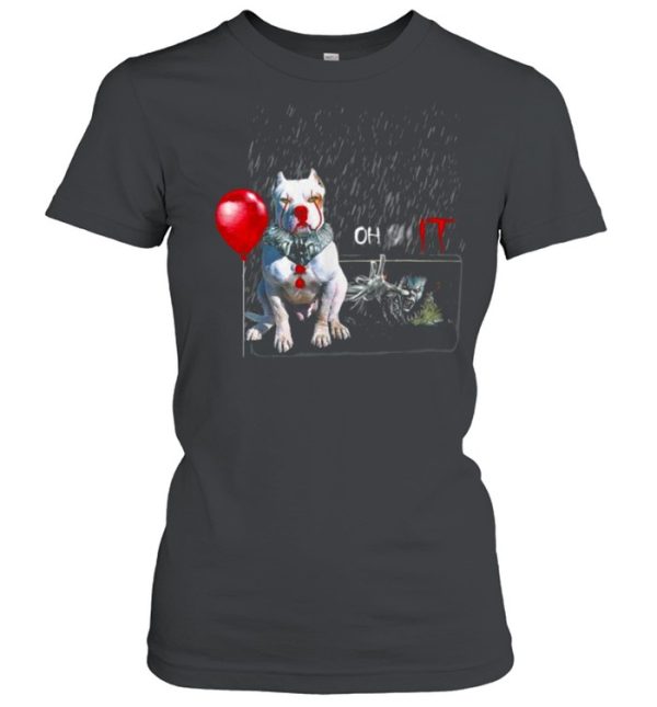 Pit Bull Dog Clown Oh It Rain Balloon Funny Halloween T-Shirt