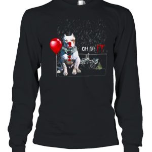 Pit Bull Dog Clown Oh It Rain Balloon Funny Halloween T Shirt 3