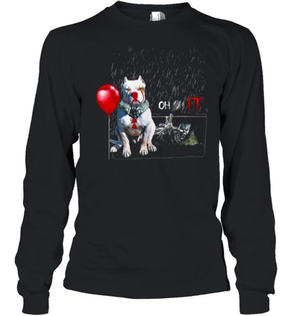 Pit Bull Dog Clown Oh It Rain Balloon Funny Halloween T-Shirt