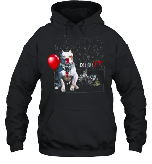 Pit Bull Dog Clown Oh It Rain Balloon Funny Halloween T-Shirt