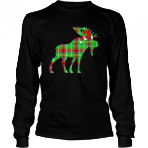 Plaid Moose Santa Hat Christmas Pajama Shirt 3