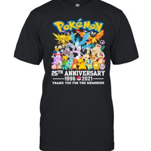 Pokemon Movie Character 25th Anniversary 1996 2021 Thanks For The Memories shirt 1