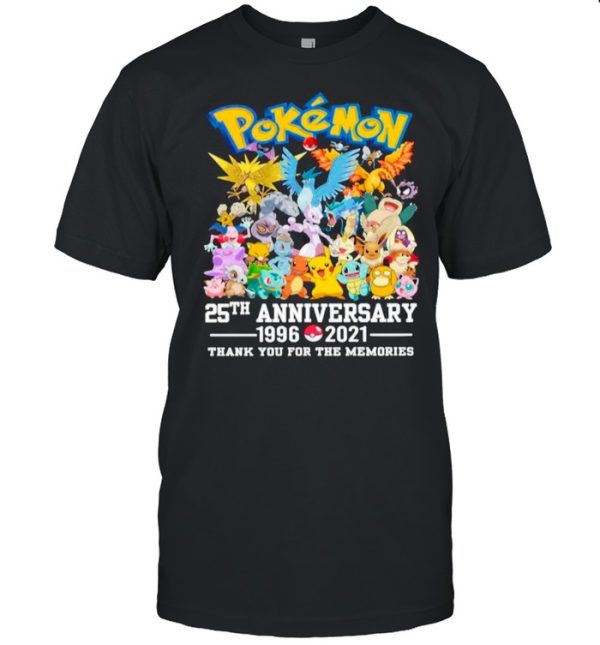 Pokemon Movie Character 25th Anniversary 1996 2021 Thanks For The Memories shirt