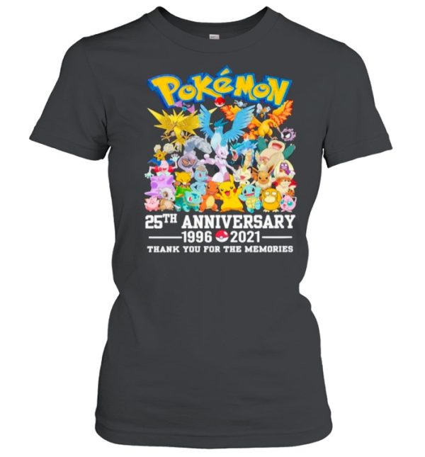 Pokemon Movie Character 25th Anniversary 1996 2021 Thanks For The Memories shirt