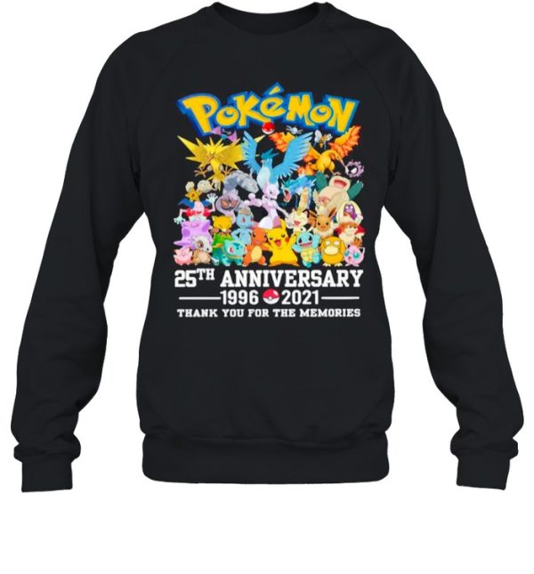 Pokemon Movie Character 25th Anniversary 1996 2021 Thanks For The Memories shirt