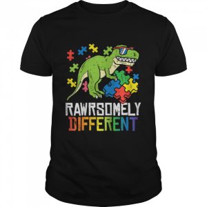 Rawrsomely Different Trex Puzzle Boys Autism Awareness Boys shirt 1