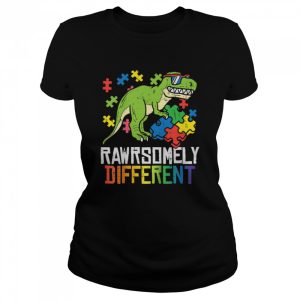 Rawrsomely Different Trex Puzzle Boys Autism Awareness Boys shirt 2