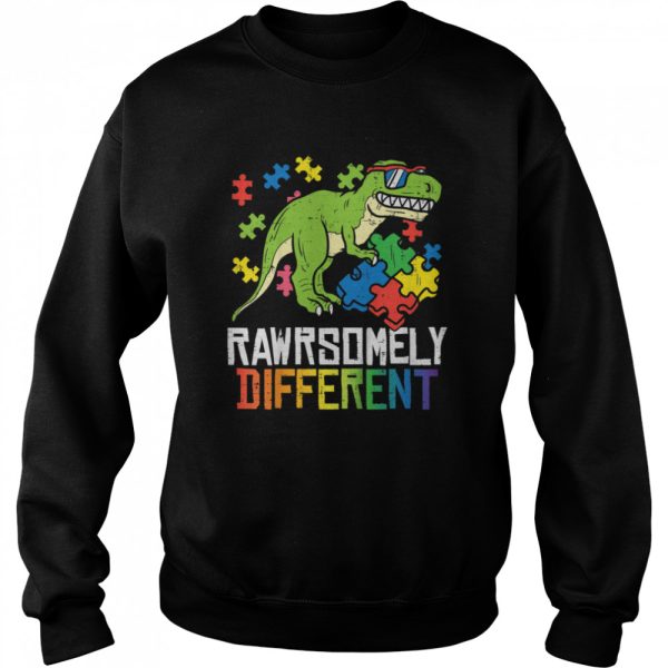 Rawrsomely Different Trex Puzzle Boys Autism Awareness Boys shirt