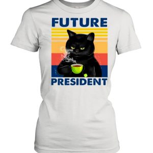 Retro Black Cats Drink Coffee Future President shirt 2