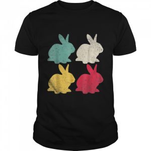 Retro Easter Bunny Rabbit Vintage Men Dad Kids Women T Shirt 1