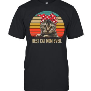 Retro Sunset With Best Cat Mom Ever shirt