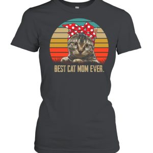 Retro Sunset With Best Cat Mom Ever shirt 2