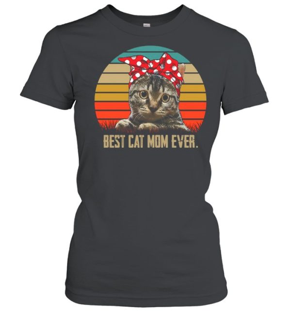 Retro Sunset With Best Cat Mom Ever shirt