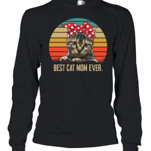 Retro Sunset With Best Cat Mom Ever shirt 3