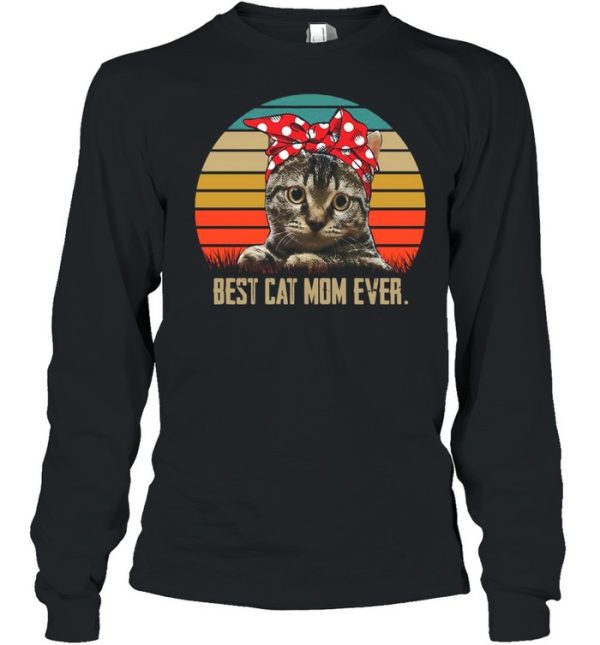 Retro Sunset With Best Cat Mom Ever shirt