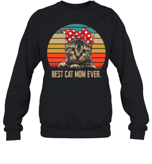 Retro Sunset With Best Cat Mom Ever shirt