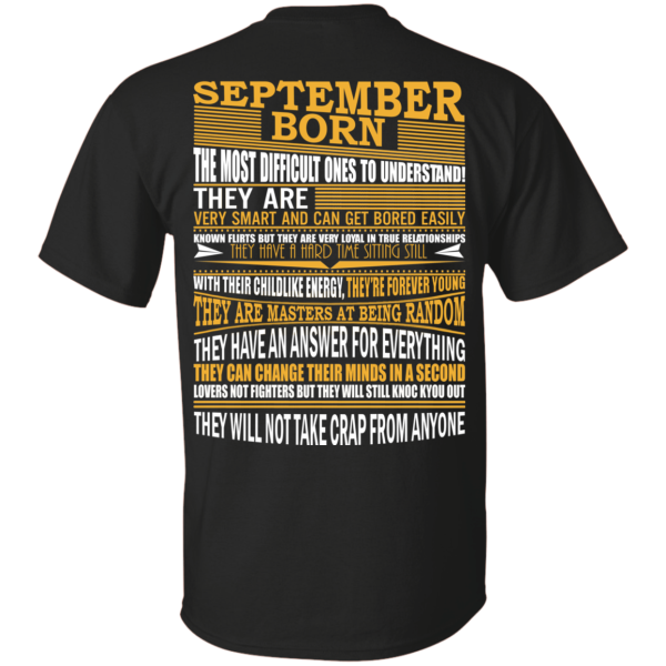 September Born – The Most Difficult Ones To Understand Shirt – Back Design