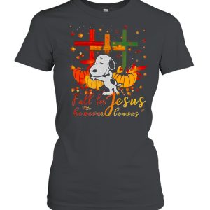 Snoopy Fall For Jesus He Never Leaves Halloween T shirt 2