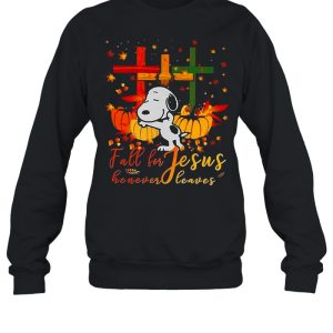 Snoopy Fall For Jesus He Never Leaves Halloween T shirt 3