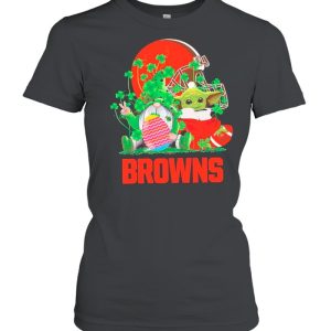 Star Wars Baby Yoda Hug Rugby Cleveland Browns And Gnome Hug Easter Egg Happy Easter And St Patrick's Day 2021 shirt 2