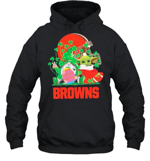 Star Wars Baby Yoda Hug Rugby Cleveland Browns And Gnome Hug Easter Egg Happy Easter And St Patrick’s Day 2021 shirt