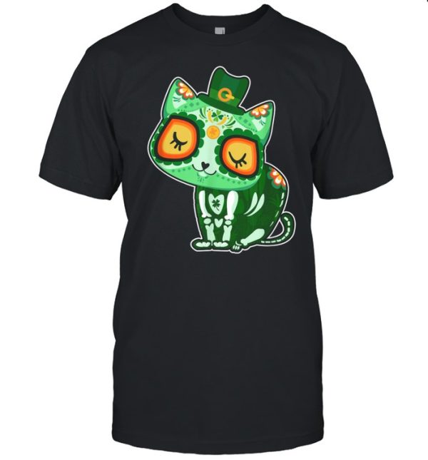 Sugar Skull cat St Patricks Day of Dead shirt