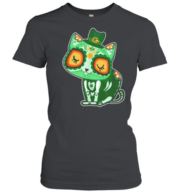 Sugar Skull cat St Patricks Day of Dead shirt