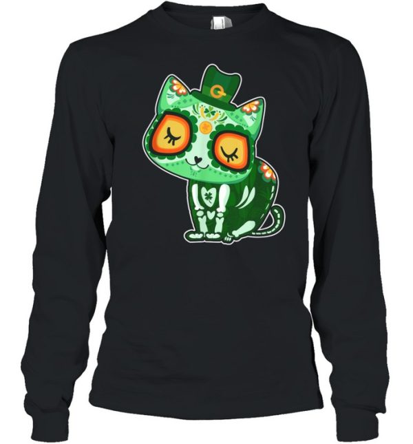 Sugar Skull cat St Patricks Day of Dead shirt