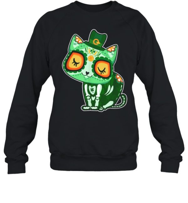 Sugar Skull cat St Patricks Day of Dead shirt