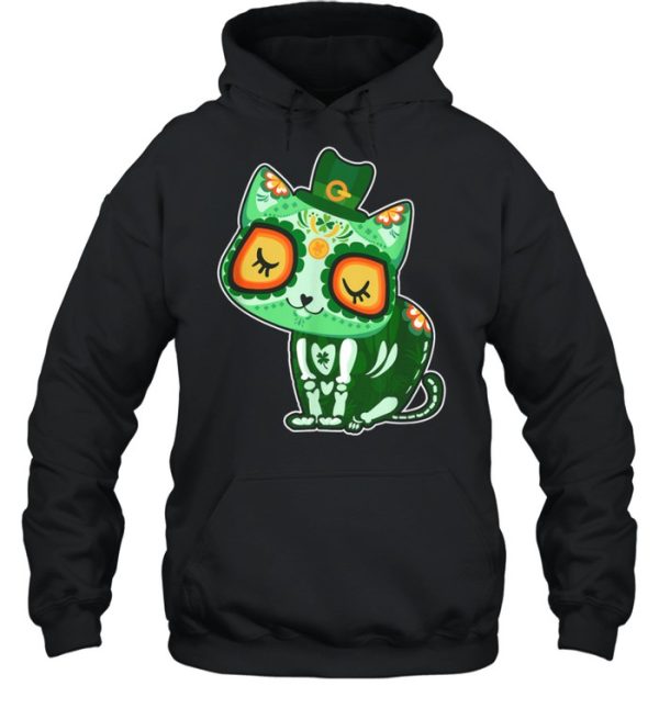 Sugar Skull cat St Patricks Day of Dead shirt