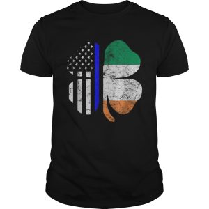 Thin Blue Line St Patricks Day American Irish Flag Police shirt