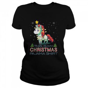 This Is My Christmas Pajama Shirt Unicorn Santa Lights T Shirt 2