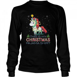 This Is My Christmas Pajama Shirt Unicorn Santa Lights T Shirt 3