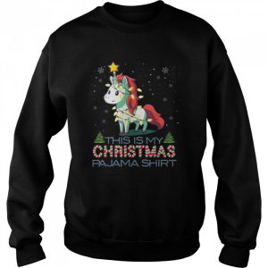 This Is My Christmas Pajama Shirt Unicorn Santa Lights T Shirt 4