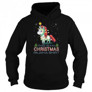 This Is My Christmas Pajama Shirt Unicorn Santa Lights T Shirt 5