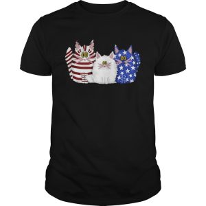 Three Cats Red White And Blue Cute American Flag shirt