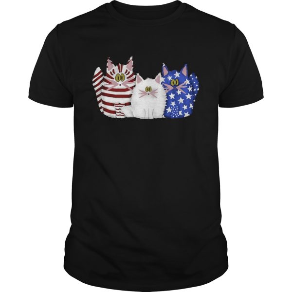 Three Cats Red White And Blue Cute American Flag shirt