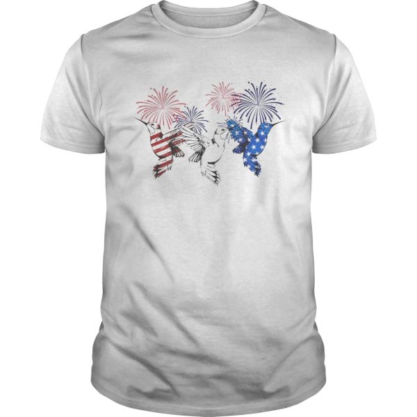 Three Hummingbird American flag shirt