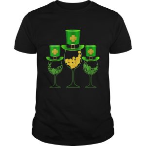 Three Wine Glass St Patricks Day Lucky Irish Shamrock shirt