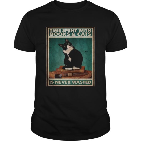 Time Spent With Books And Cats Is Never Wasted shirt