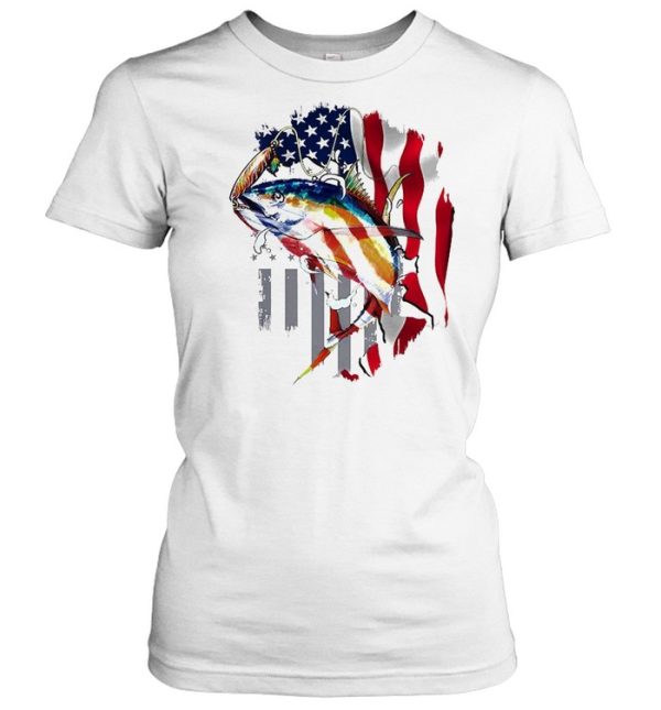 Tuna Fishing American Flag Custom Performance Shirts