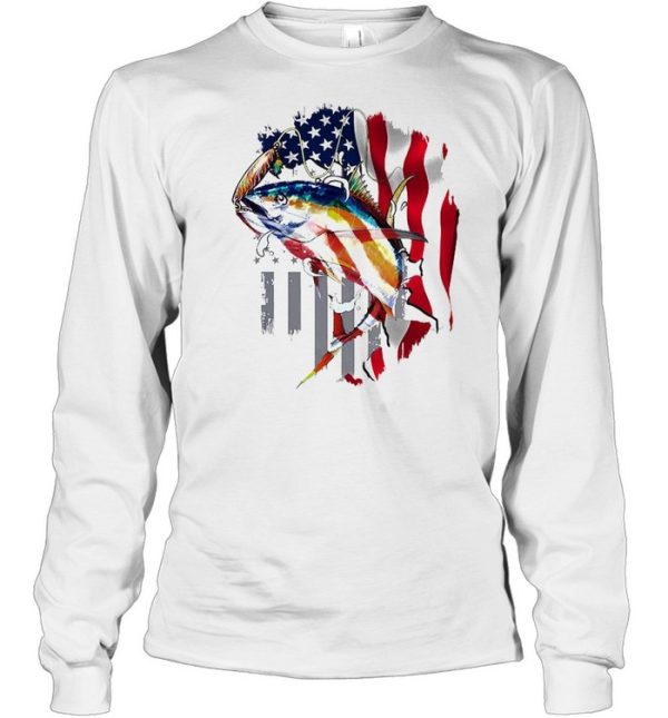 Tuna Fishing American Flag Custom Performance Shirts