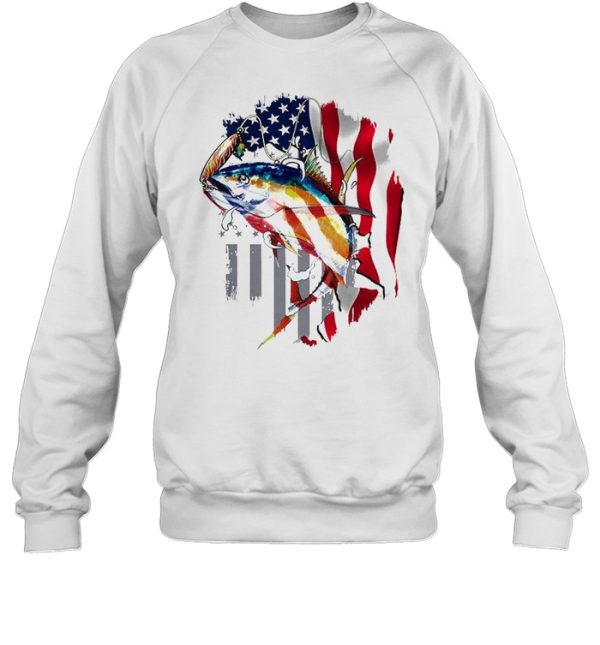 Tuna Fishing American Flag Custom Performance Shirts