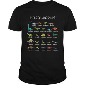 Types of dinosaurs Diplodocus Allosaurus Parasaurolophus Ankylosaurus shirt