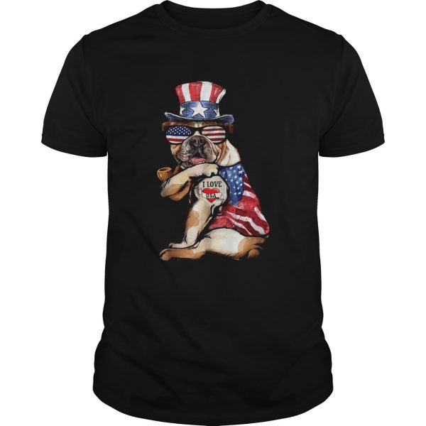 Uncle Sam Bulldog Tattoo I Love US Happy The 4th Of July shirt