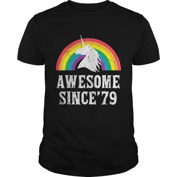 Unicorn 40th Birthday Rainbow Awesome since’79 shirt