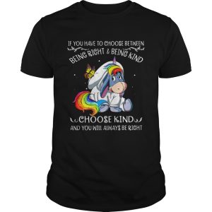 Unicorn Eeyore if you have to choose between being right and kind shirt