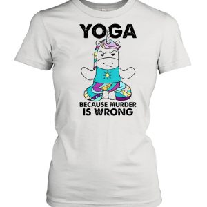 Unicorn Yoga Because Murder Is Wrong Shirt 2